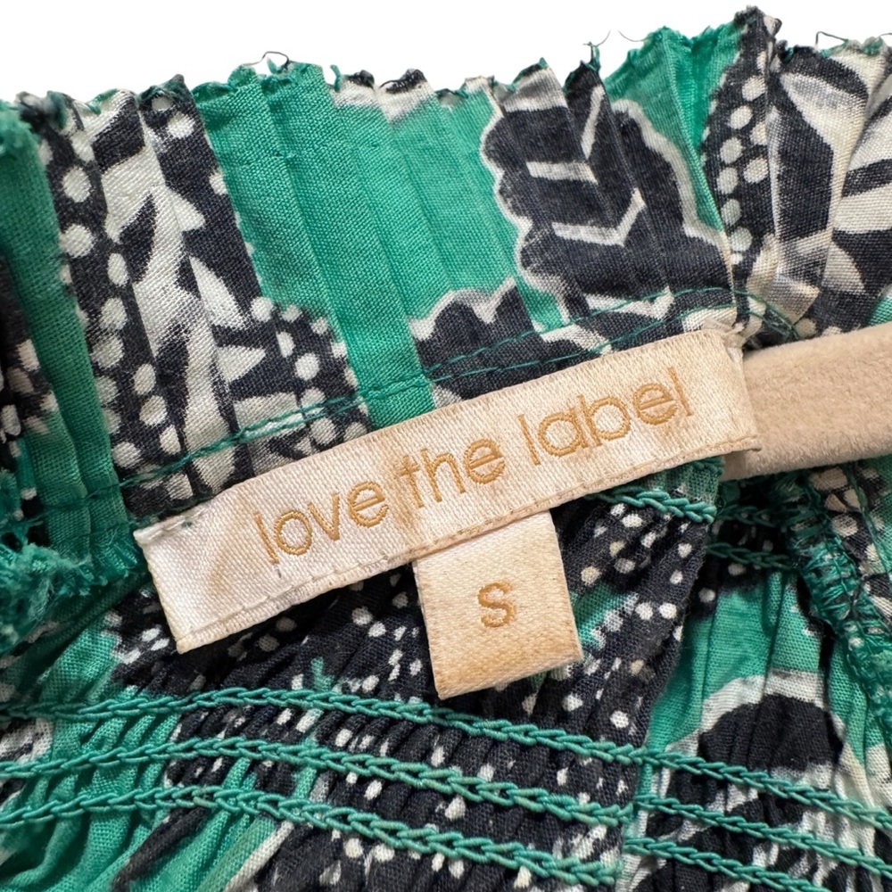 Love the Label Mini Dress Boho Floral Resortwear Preppy Green Black Sz S - Picture 2 of 16